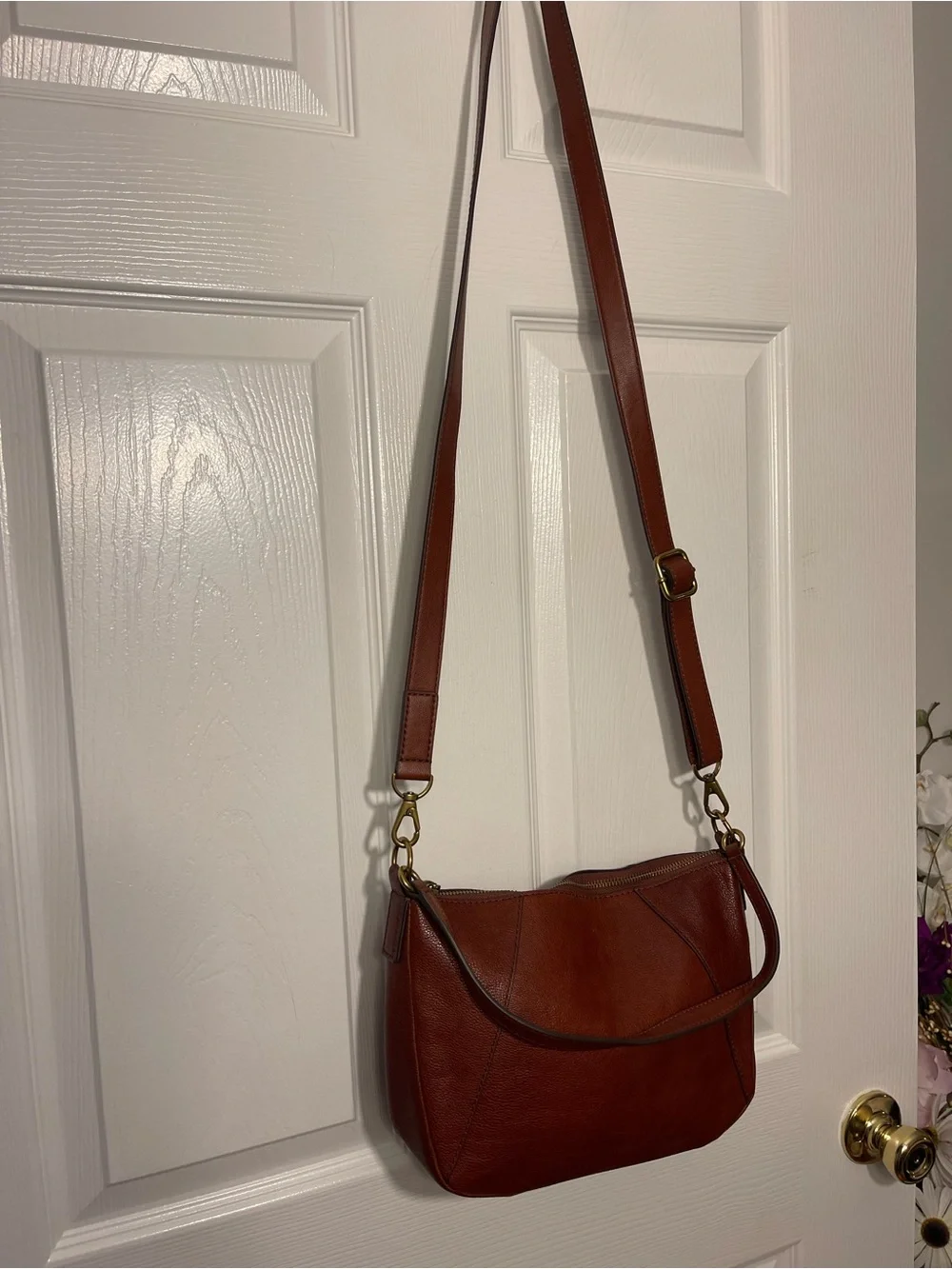 Fossil Cognac Brown Leather Crossbody Bag